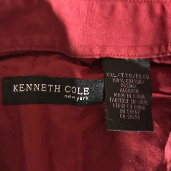 Kenneth Cole New York Short Sleeved Button Top, Color: Maroon, Size: XXL - Picture 4 of 5